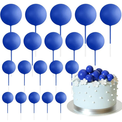 20Pcs Colorful Cake Topper Balls – Gold, Silver & Pastel DIY Cake Decorations for Birthday, Wedding & Party Supplies
