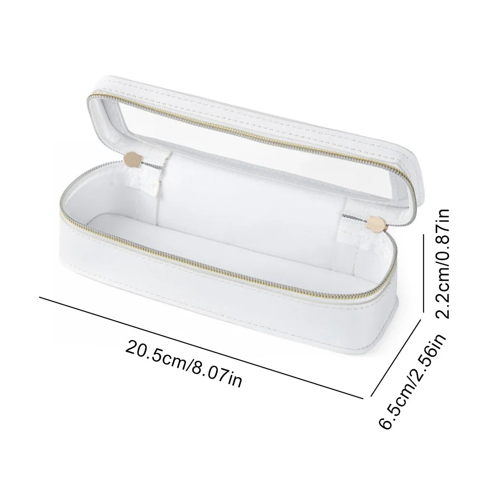 Women’s PU Transparent Makeup Brush Bag – Dual Zipper Travel Cosmetic Brush Holder Case