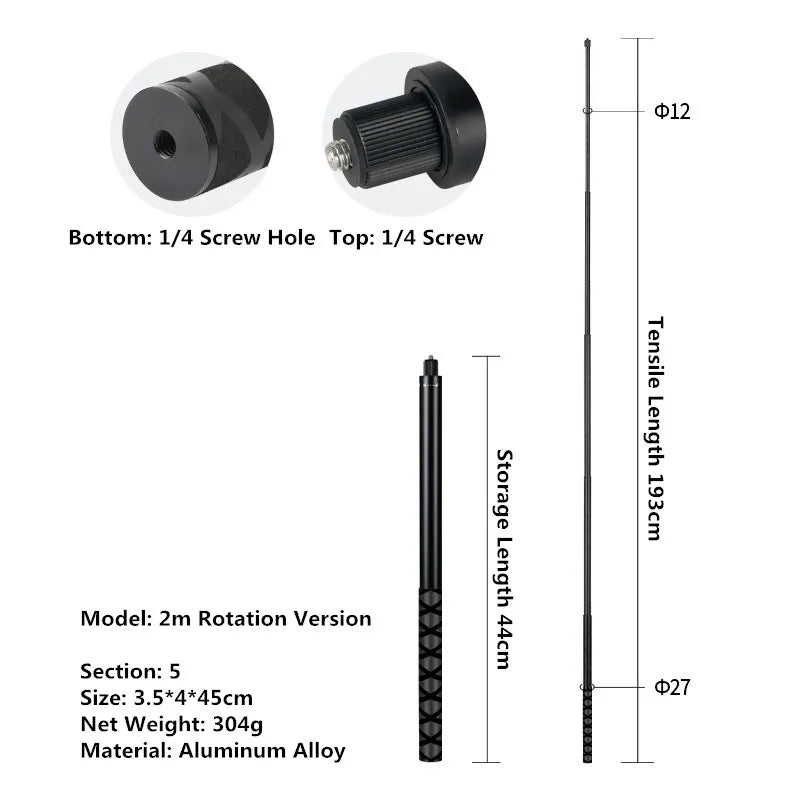 Motorcycle & Bicycle Selfie Stick Mount – Handlebar Bracket for Insta360 X5/X4/X3 & GoPro Hero 13-8