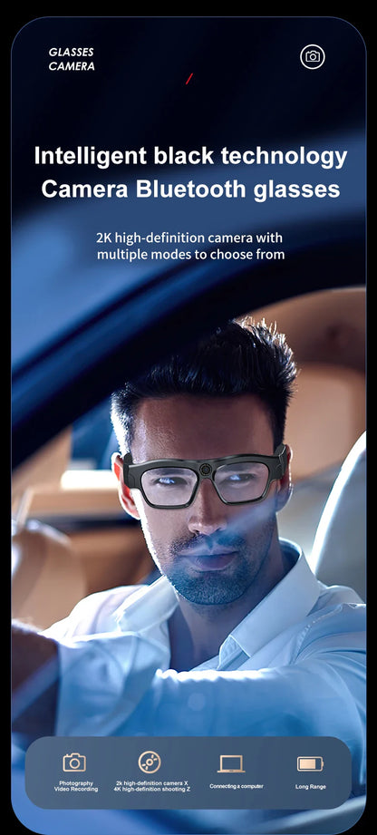 4K Bluetooth HD Video Glasses – Mini Smart Camera for Driving, Cycling, Wireless Music, and Hands-Free Calls