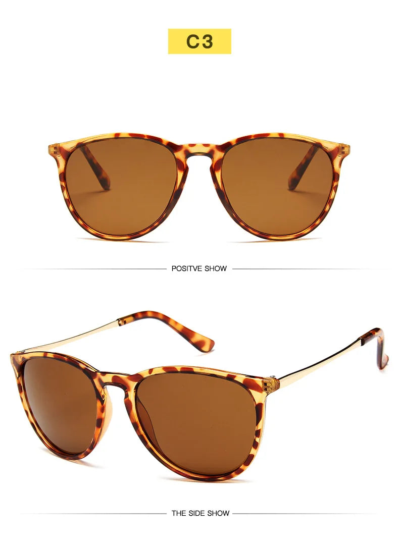 Metal Frame Vintage Round Sunglasses — Reflective UV Protection Shades for Men & Women