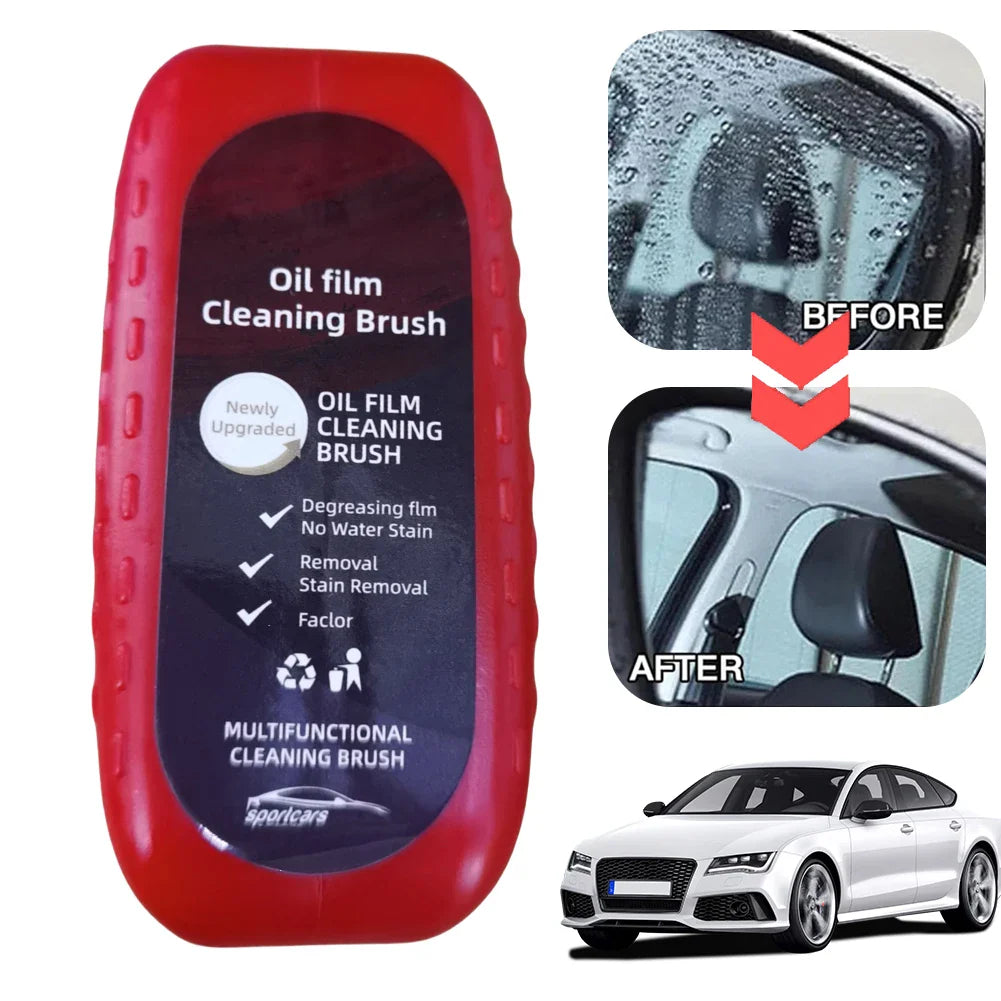 Car Glass Oil Film Remover – Powerful Windshield Cleaner with Sponge Brush for Water Spot & Stain Removal Auto Detailing
