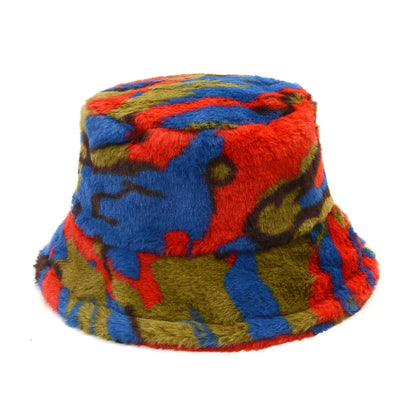 Women’s Winter Bucket Hat – Fashion Leopard Panama, Warm Vintage Faux Fur Fisherman Cap