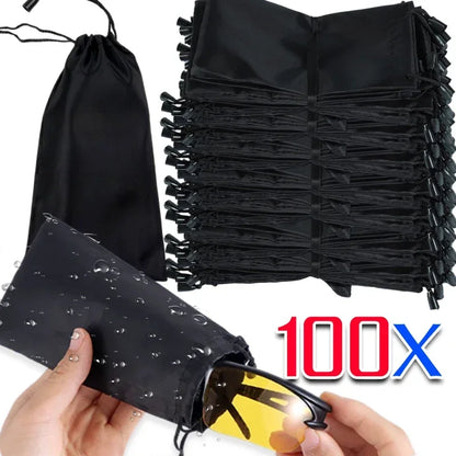 1/100pcs Portable Soft Cloth Sunglasses Bags – Waterproof Microfiber Dust Pouches for Eyewear Storage & Protection