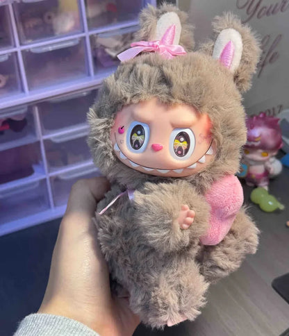 17cm Pop Labubu Pink Leader Butterfly Eye Angel Vinyl Doll Pendant — Cute Zimomo Ornament, Holiday Gift Toy