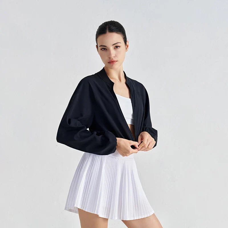 Women’s Yoga Sport Jacket – Long Sleeve Zip Up Breathable Loose Fit Fitness Running Gym Workout Activewear Coat
