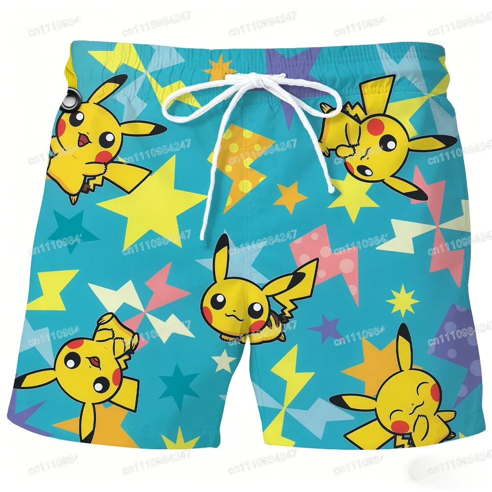 Psyduck Pokémon Beach Shorts - Quick-Dry Cartoon Swim Trunks for Men & Women