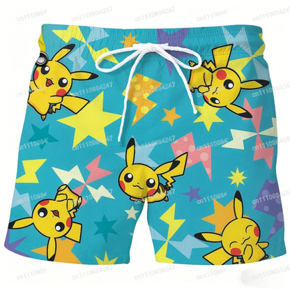 Psyduck Pokémon Beach Shorts - Quick-Dry Cartoon Swim Trunks for Men & Women