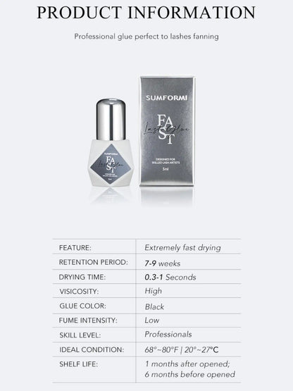 Gollee 5-Pack Eyelash Extension Glue – 7-9 Week Long-Lasting, Quick-Dry 0.3-1s, Black & Latex-Free