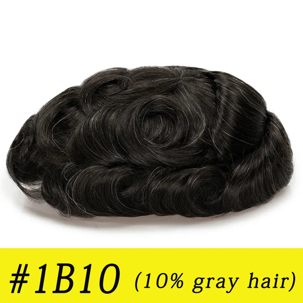 Ultra Thin Skin 0.03mm Men’s Toupee Human Hair Wig – Natural Hair Replacement System Lightweight Male Hairpiece