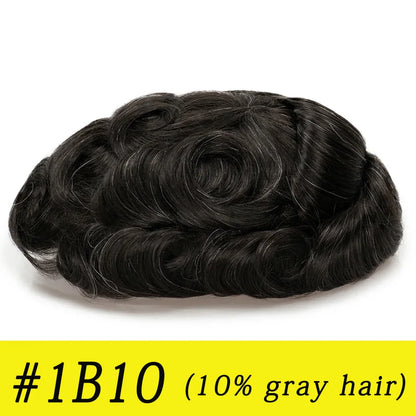 Ultra Thin Skin 0.03mm Men’s Toupee Human Hair Wig – Natural Hair Replacement System Lightweight Male Hairpiece