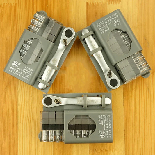 Mini Ratchet Wrench & Screwdriver Bit Set - Multifunctional Slotted & Phillips Repair Hand Tool Kit