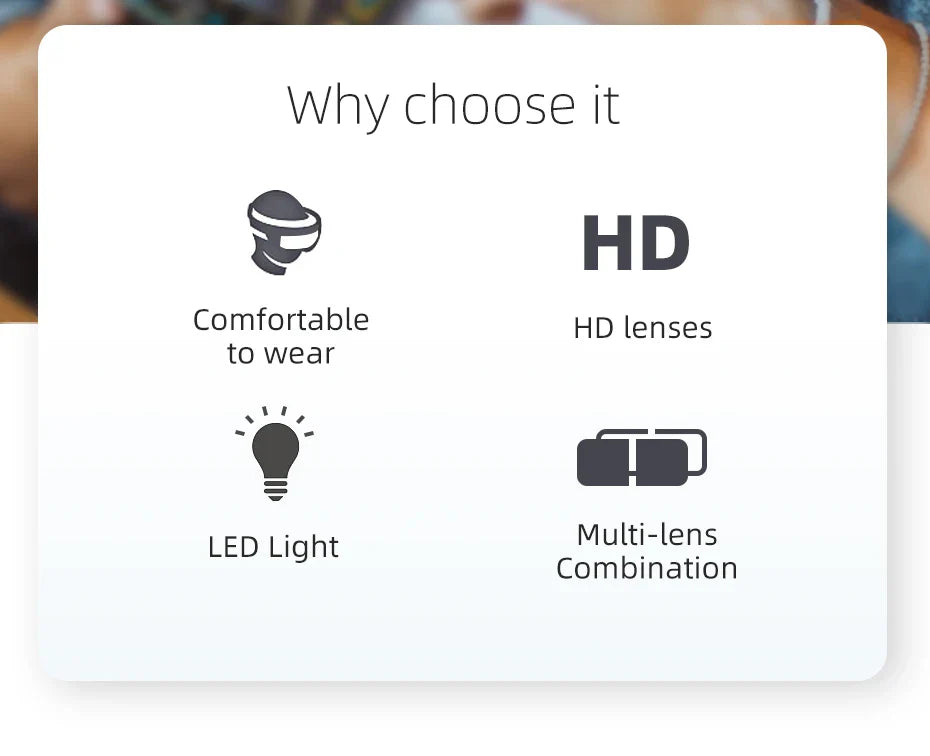 LED Headband Magnifier with 8x Lenses – Hands-Free Magnifying Glass for Jewelry, Watch & Electronic Repair
