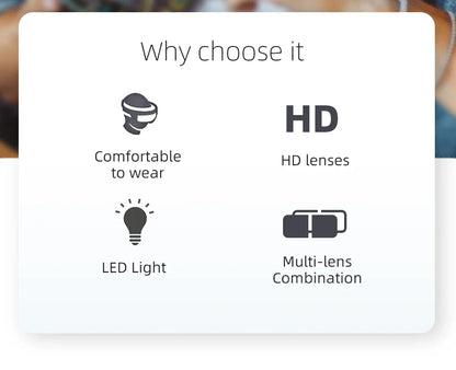 LED Headband Magnifier with 8x Lenses – Hands-Free Magnifying Glass for Jewelry, Watch & Electronic Repair