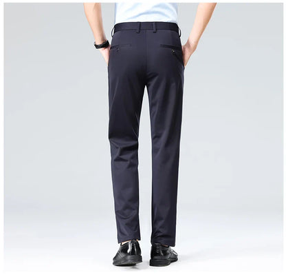 Men's Summer & Autumn Dress Pants – Thin Formal Work Trousers | Business Casual Black & Wine Red Long Pants