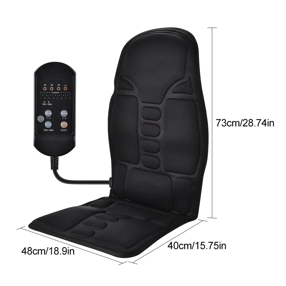 Electric Full-Body Massage Chair Cushion | Infrared Heating Vibrator for Back, Neck & Lumbar – Car, Home, Office
