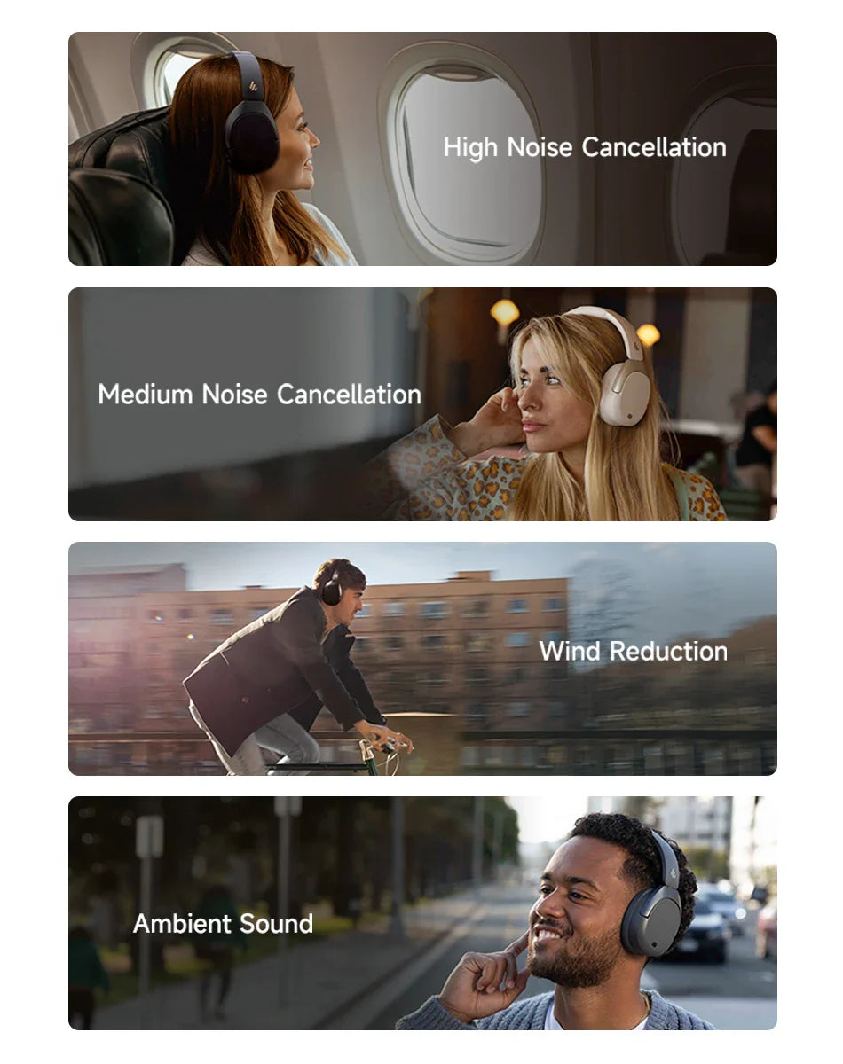 Edifier W830NB Wireless Bluetooth 5.4 Headphones | Active Noise Cancelling Hi-Res Over-Ear Headset, LDAC, Foldable, 94H Playtime