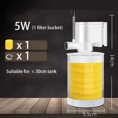 220V Silent Aquarium Filter – Submersible Water Pump with Bio Sponge, Skimmer & Waves Maker for Turtle & Fish Tanks