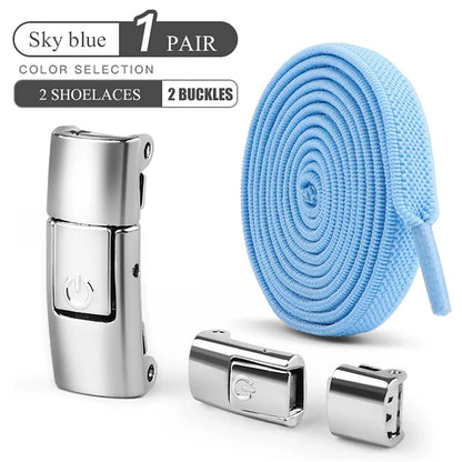 8mm No-Tie Elastic Shoelaces – Press Lock Flat Laces for Sneakers, Kids & Adults