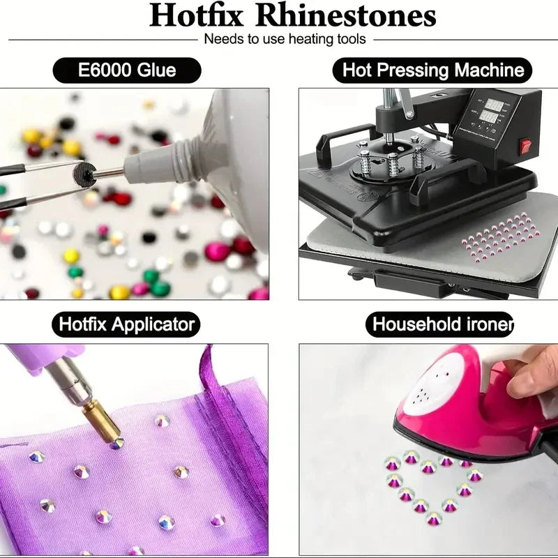 Bobohoo HotFix Crystal Rhinestones SS6-SS30 – Glitter Iron-On Strass Gems for Clothing, Dresses & DIY Crafts