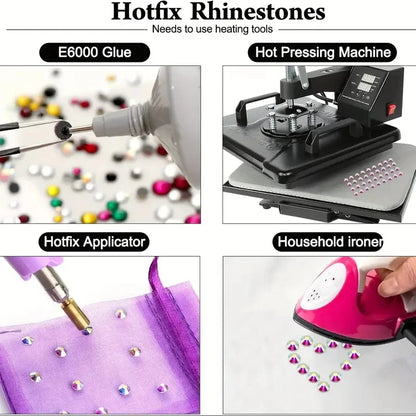 Bobohoo HotFix Crystal Rhinestones SS6-SS30 – Glitter Iron-On Strass Gems for Clothing, Dresses & DIY Crafts
