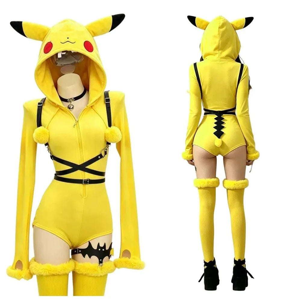 Yellow Mouse Cosplay Costume - Kawaii Plush Hooded Jumpsuit for Halloween & Carnival