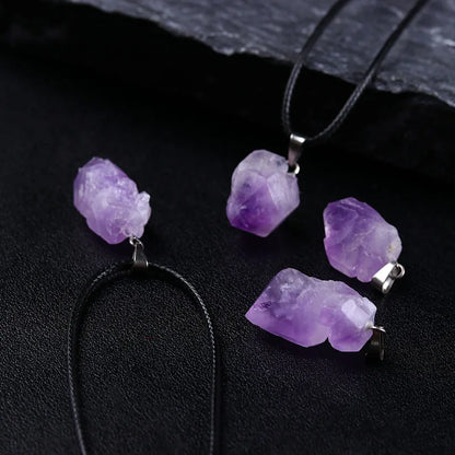 Uruguay Amethyst Rough Stone Pendant - Chakra Halo Amethyst Gemstone Necklace for Energy Healing and Birthstone Jewelry