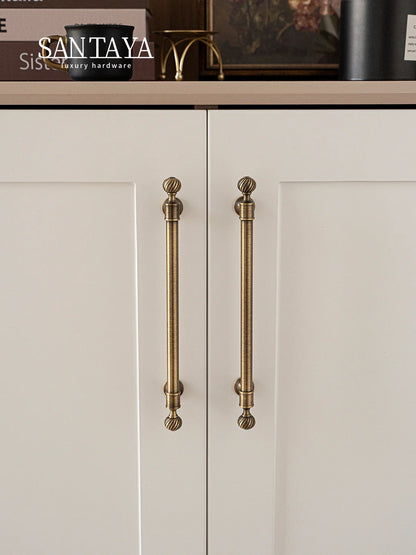 Santaya Brushed Antique Brass Cabinet Handles – Luxury Shell Drawer Pulls for Kitchen, Wardrobe & Dresser Furniture Hardware Knobs