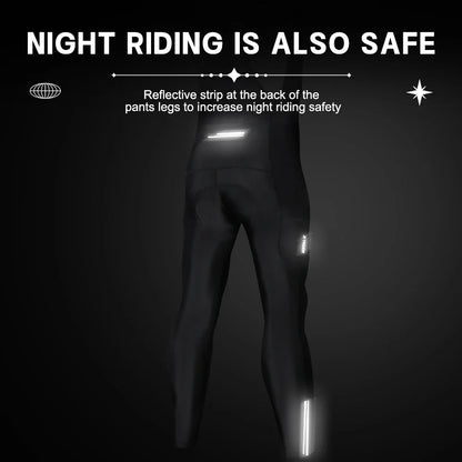 X-TIGER Thermal Winter Cycling Bib Pants for Men with 5D Gel Padding & Back Pocket – Fleece Sports MTB & Road Bike Warm Bibs