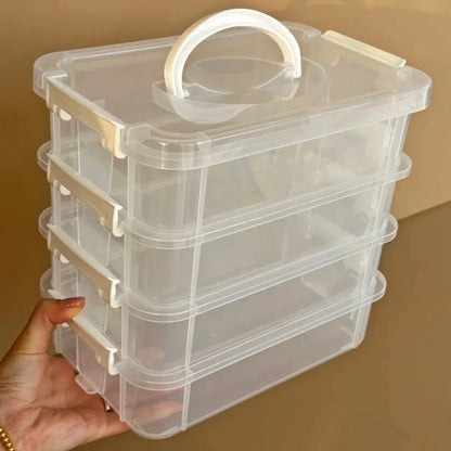 4-Layer Stackable Transparent Organizer Box – Multi-Tier Plastic Storage for Kids’ Toys, Makeup, Jewelry, School & Office Supplies