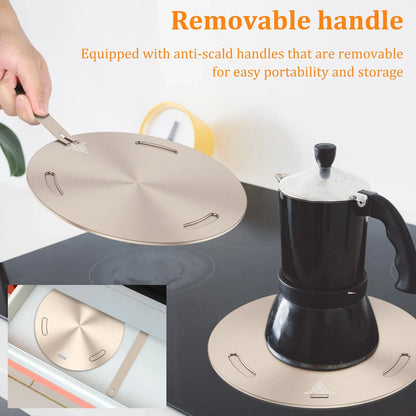 Portable Heat Conduction Plate for Gas Stove - Stainless Steel Induction Adapter with Removable Handle