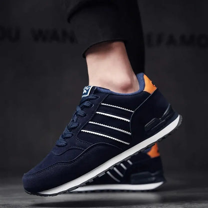 Men's Casual Artificial Leather Sneakers – Lightweight Breathable Lace-Up Flats for Spring & Outdoor Wear