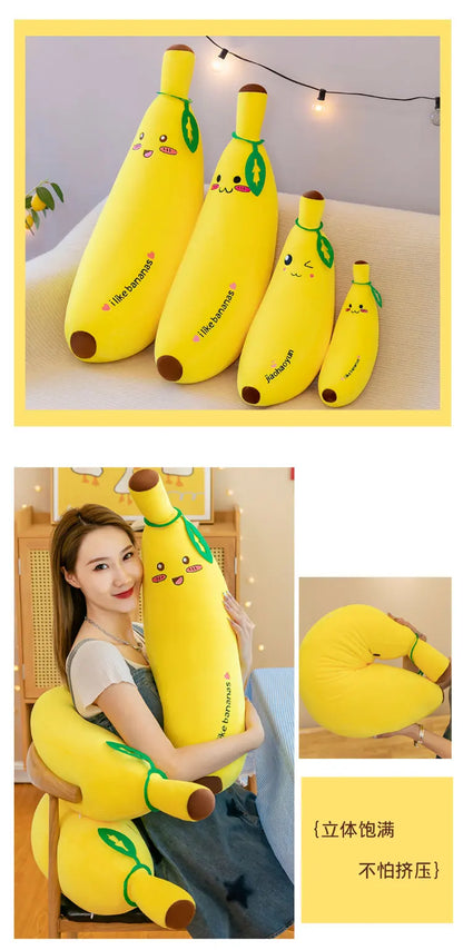 Banana Long Throw Pillow – Cute Super Soft Plush Leg Hug Doll for Bed, Perfect Girl Plush Toy