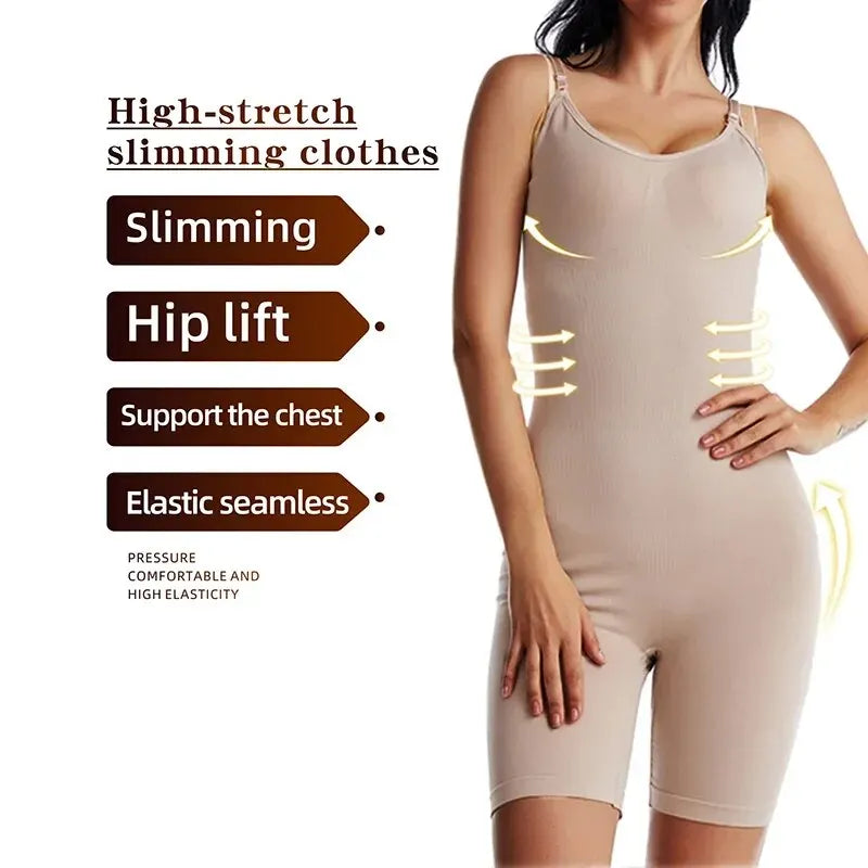 Seamless Women’s Bodysuit Shapewear – Butt Lifter & Waist Trainer with Strappy Back, Chest Enhancing Corset Underwear