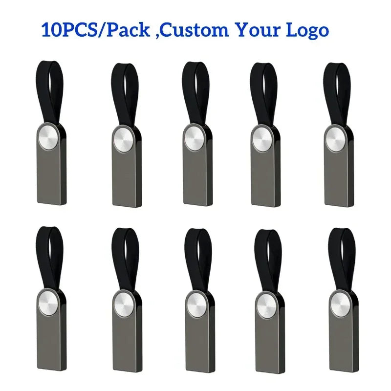 10-Pack Custom Logo USB Ring Flash Drive – Mini Pen Memory Stick 4GB/8GB/16GB/32GB, Perfect Wedding & Photography Gift