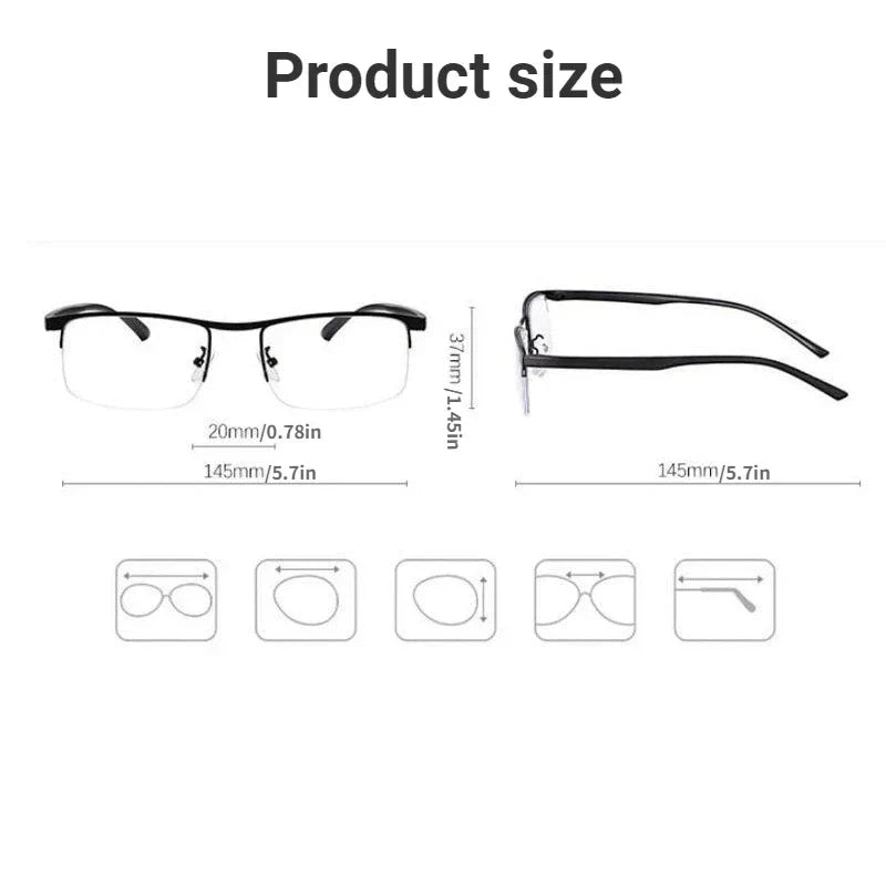 Progressive Multifocal Reading Glasses – Anti-Blue Light Half Frame Bifocal Eyewear for Men & Women +1.00 to +4.00