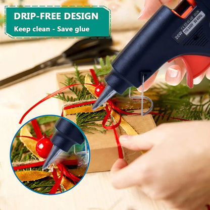 20W Mini Hot Melt Glue Gun - Household and Industrial Repair Tool with Adjustable Heat - Compatible with 7mm Glue Sticks