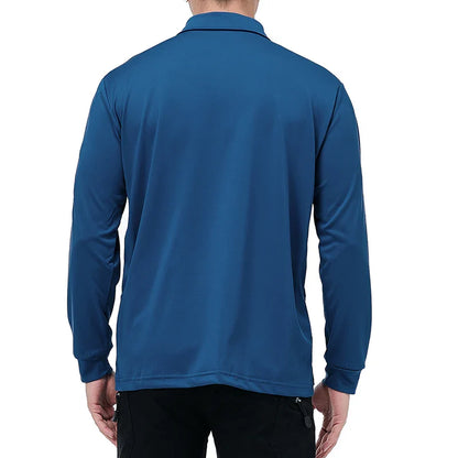 Men’s Lightweight Long Sleeve Polo Shirt — Performance Tactical Outdoor Hiking & Golf Shirt