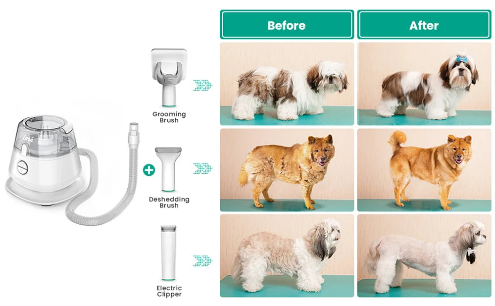 INSE P20 Pet Grooming Kit – Vacuum Suction 99% Pet Hair, Professional Clippers with 5 Tools for Dogs & Cats