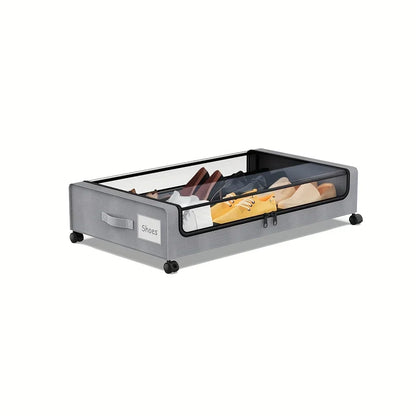 Underbed Storage Lockers with Wheels — Pull-Out Containers for Shoes & Clothes, Space-Saving for Dorms & Bedrooms