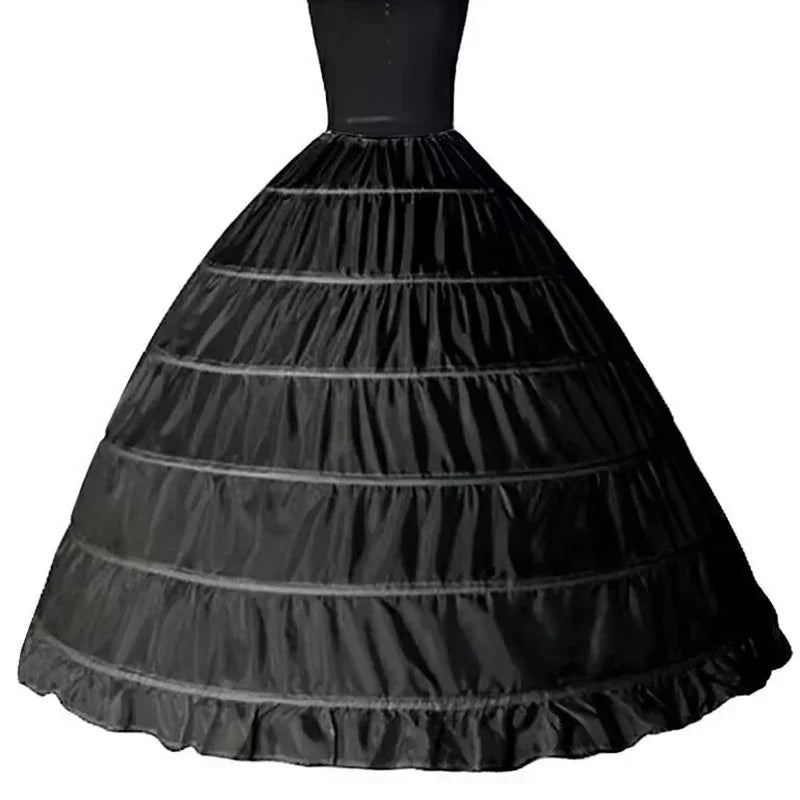 6-Hoop Crinoline Petticoat - White Long Wedding Dress Underskirt for Ball Gowns