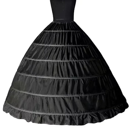 6-Hoop Crinoline Petticoat - White Long Wedding Dress Underskirt for Ball Gowns