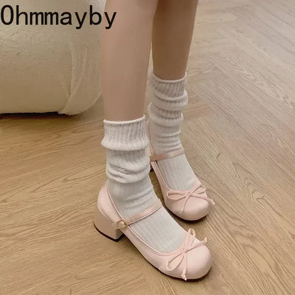 2025 Spring Autumn Mary Jane Shoes — Elegant Mid Heel Round Toe Pumps for Women