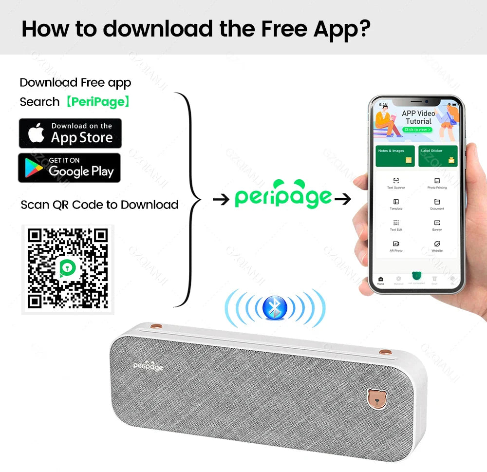 Peripage A40 Thermal Printer – Wireless Bluetooth & USB Mobile Printing Machine for Text, PDF, Tattoo Transfers