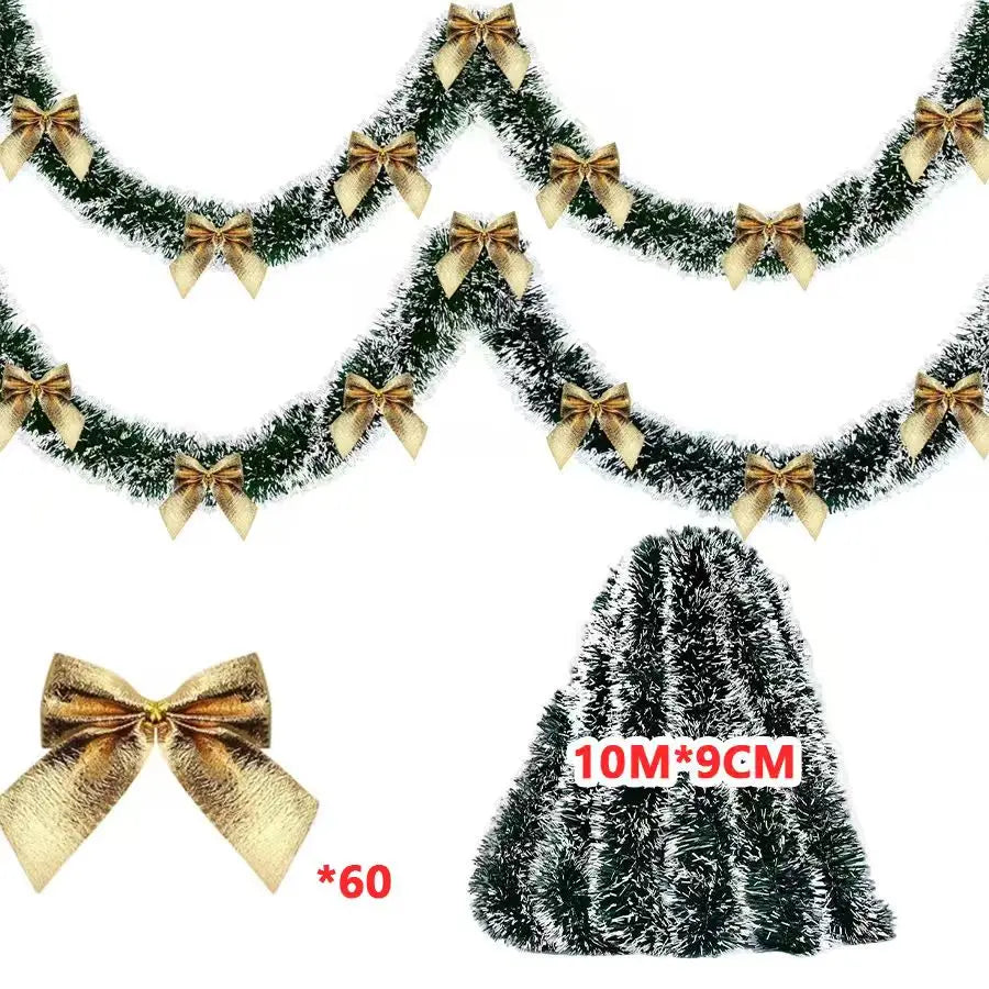 10M Christmas Tinsel Ribbon Garland with Bows – DIY Xmas Tree, Wreath & Holiday Decor
