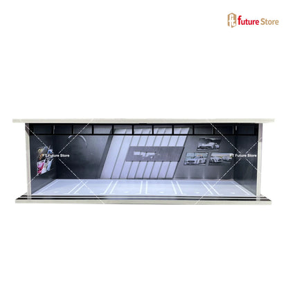 1:64 Scale Garage Scene Model with Lights – Assembled Parking Lot Diorama for Miniature Car Display