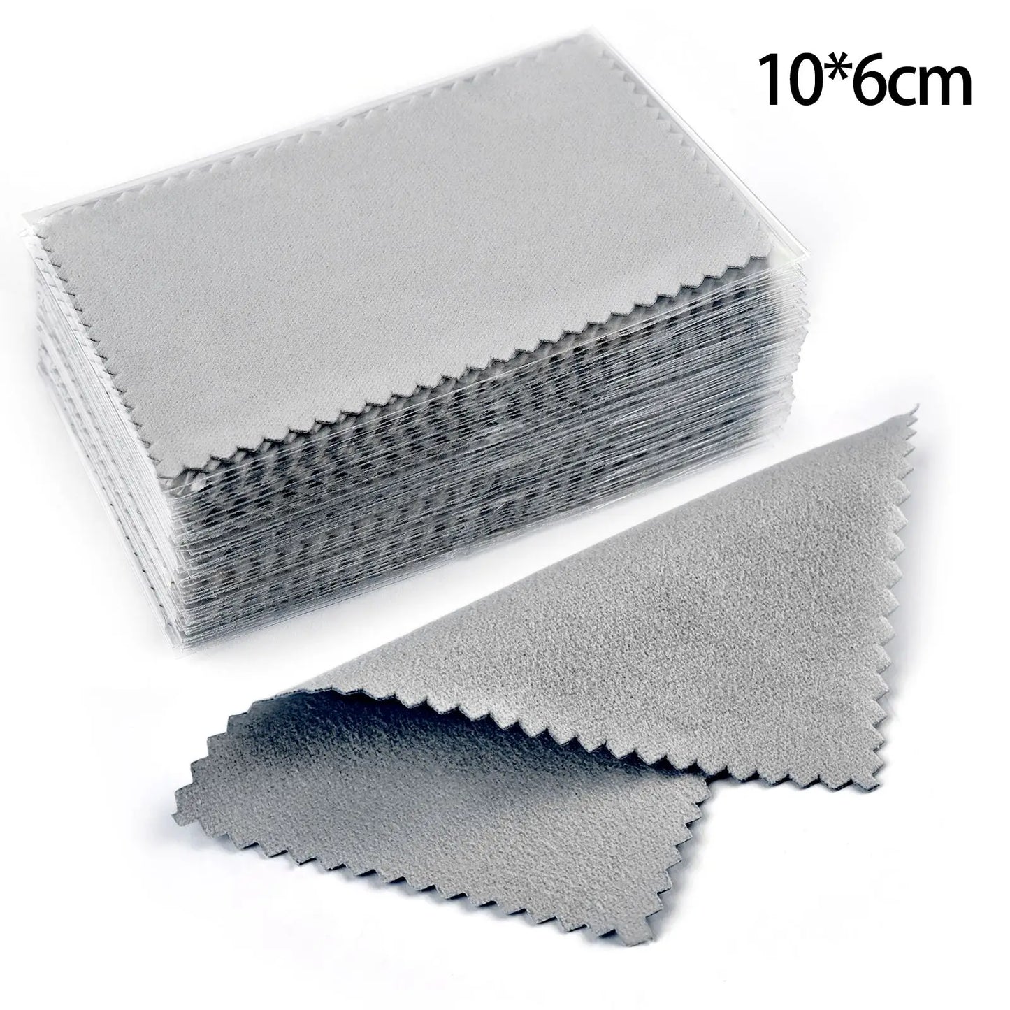 50pcs Silver Polishing Cloths – Soft Cleaning Wipes for Necklaces, Rings & Jewelry Care (10x6.5cm & 8x8cm)
