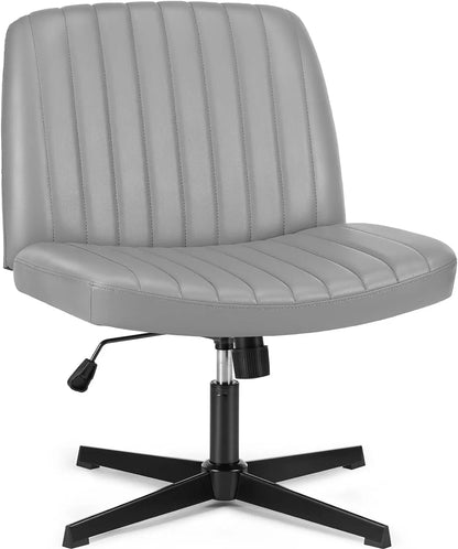 Criss-Cross Leg Office Chair – Armless Wide Seat, Height Adjustable Swivel for Home or Desk