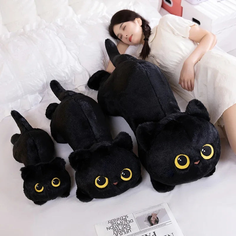 Cute Cat Lying Plush Doll Pillow – Kawaii Cartoon Stuffed Toy for Home, Office & Valentine’s Day Gift