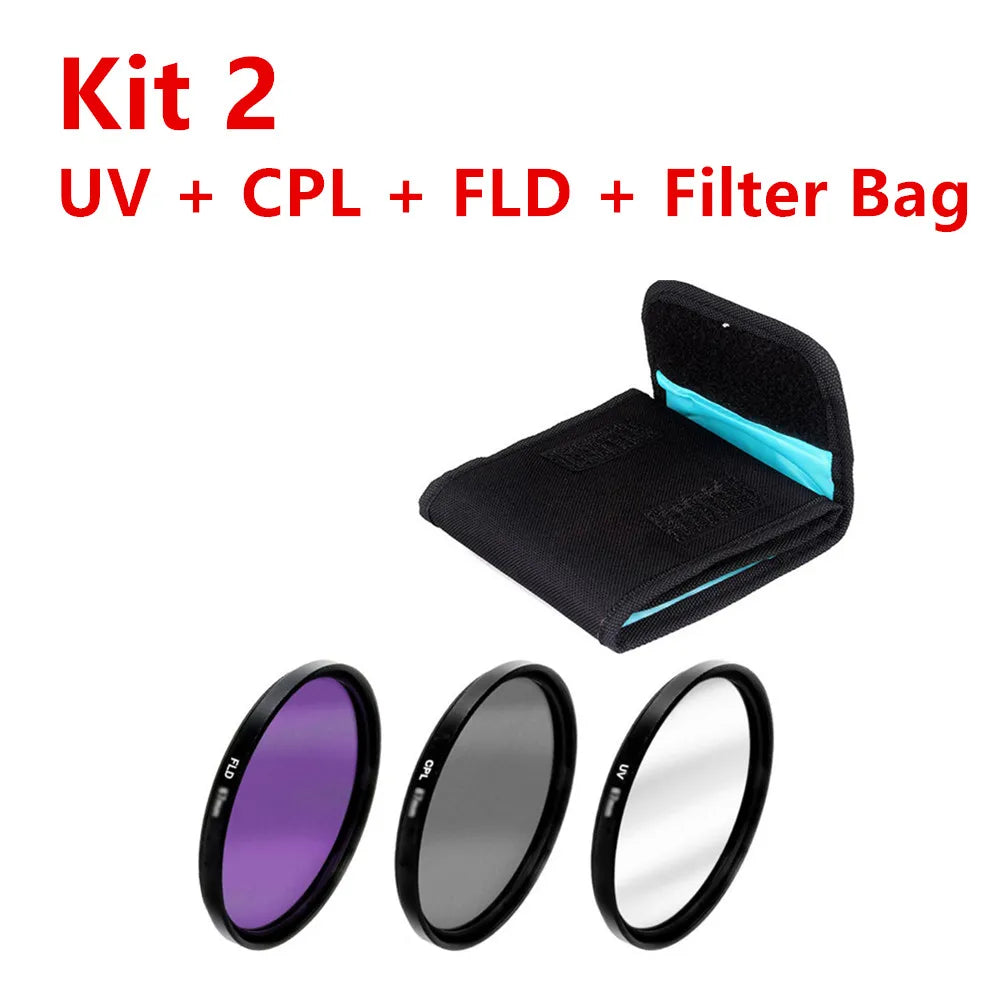 UV, FLD, CPL, ND (ND2/4/8), Star, Yellow Grad, Grey Filter Kit with Cleaning Set — Fits 37mm to 82mm Lenses